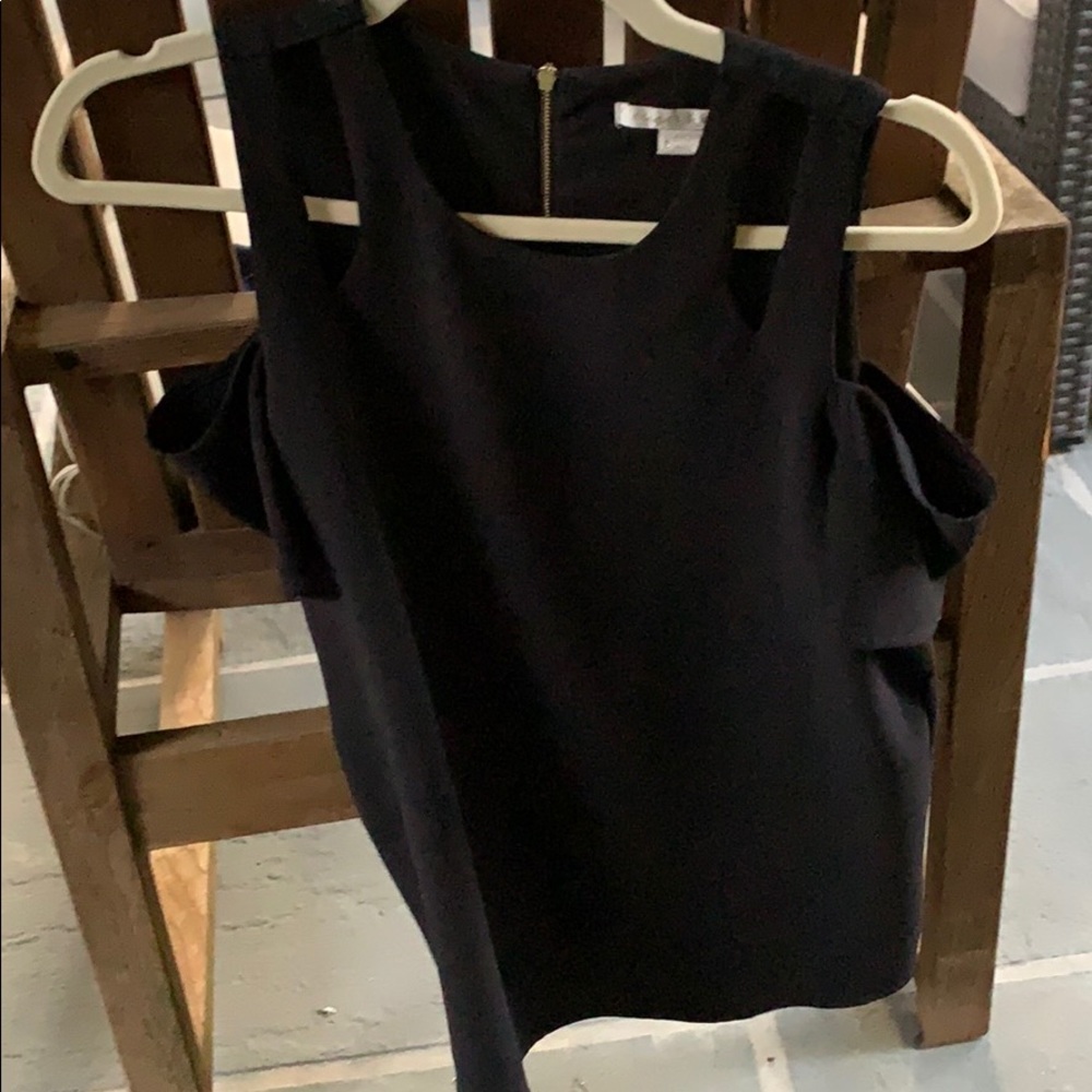 Cooper & Ella Cold shoulder short sleeve silk top